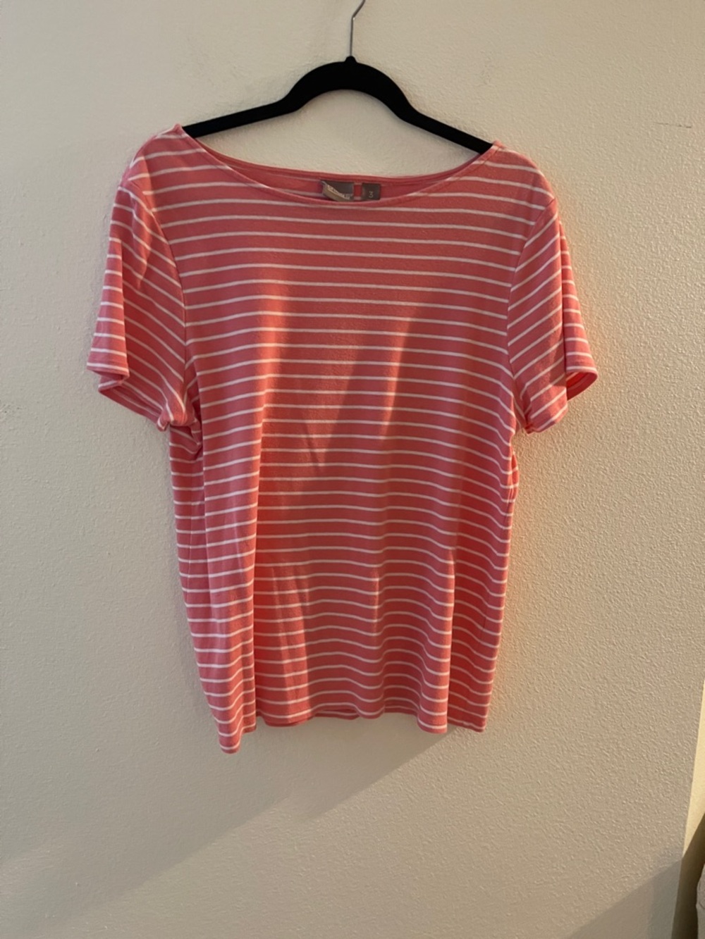 Chico's Pink and White Striped Short Sleeve Top